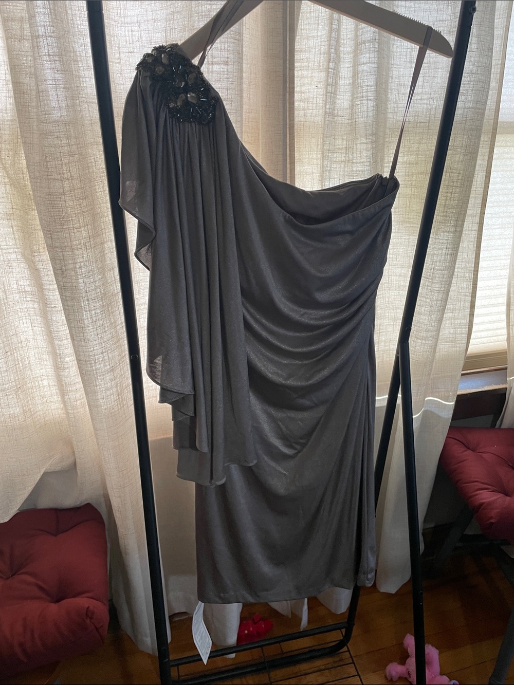 One shoulder gold Caché dress size 10